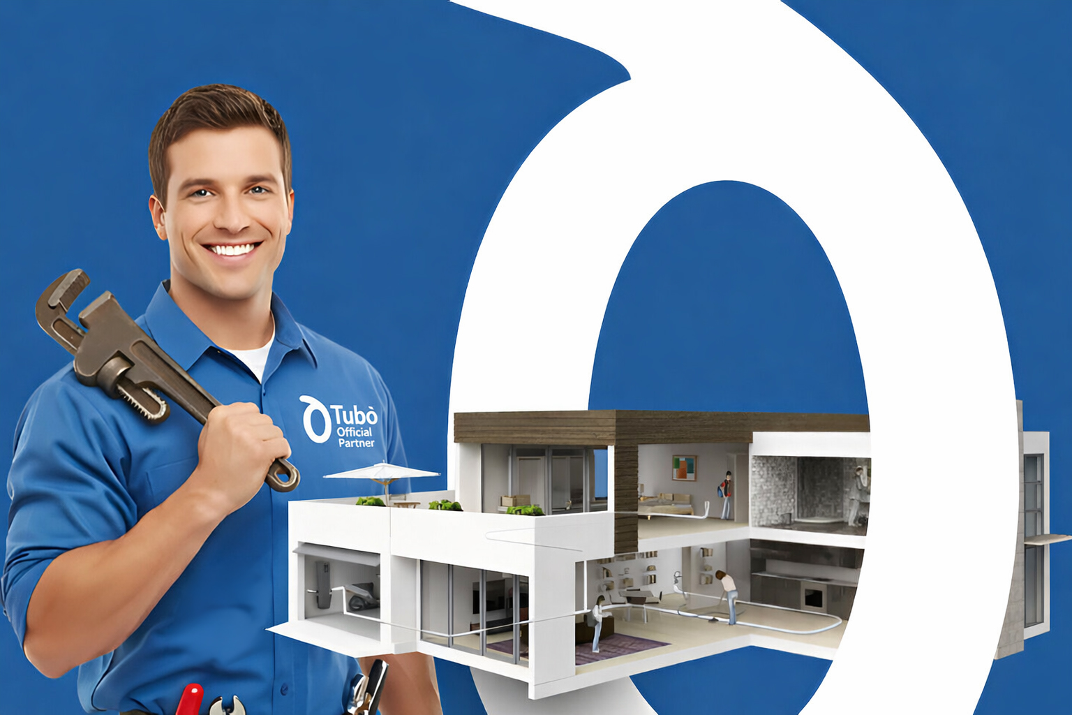 Idraulico-con-modello-di-casa-moderna